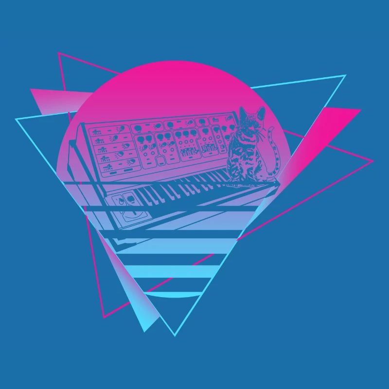 Modular Synthesizer Analog Vaporwave Techno Cat