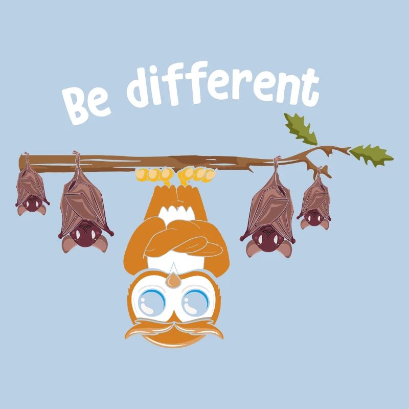 Be Different Sei Anders Eule mit Fledermäusen