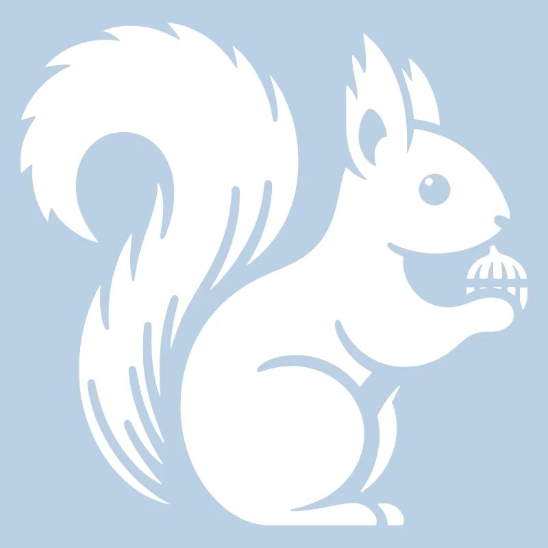 Minimalist Squirrel Silhouette with Nut