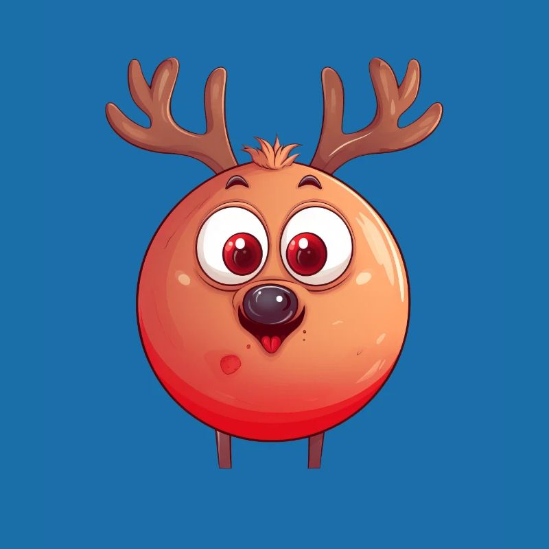Rundes Rentier-Weihnachtskugel Comic Design