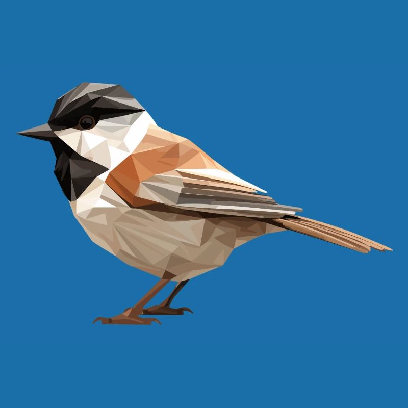 Chickadee bird low poly