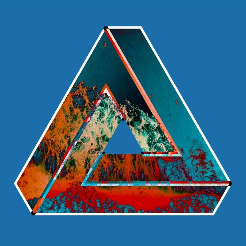 Penrose triangle optical illusion colored patterned