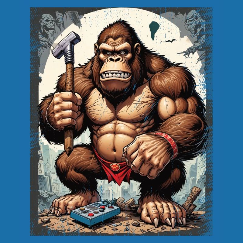Retro Gamer Gorilla with Controller Console Games