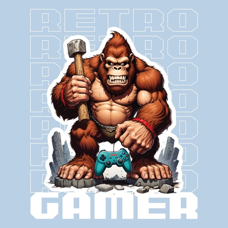 Retro Gamer Gorilla with Controller Console Games