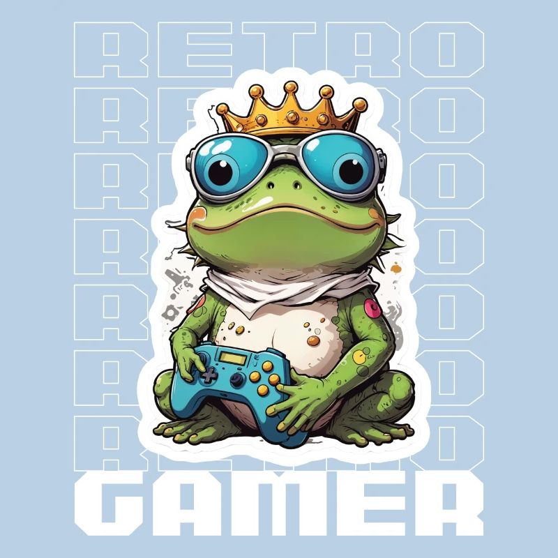 Retro Gamer Frog with Controller Console Games
