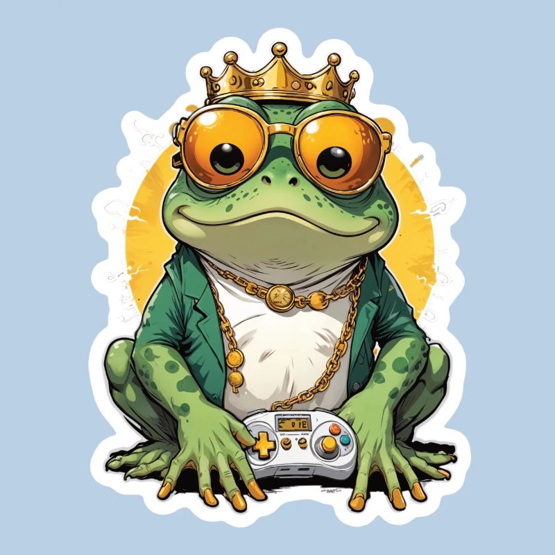 Retro Gamer Frog with Controller Console Games