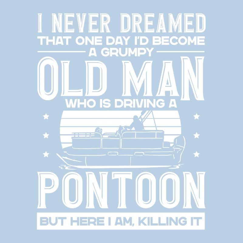 Grumpy old man driving a pontoon
