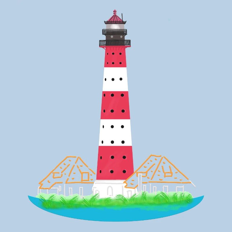 Lighthouse Westerheversand, without text, North Sea