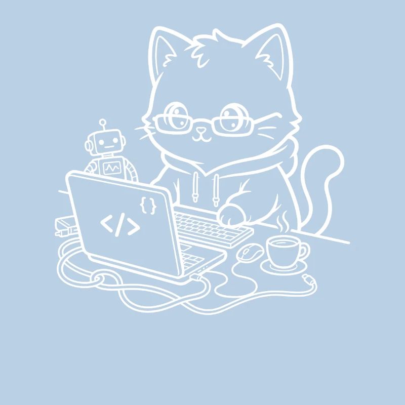 Coder Kawaii Katze Programmierer
