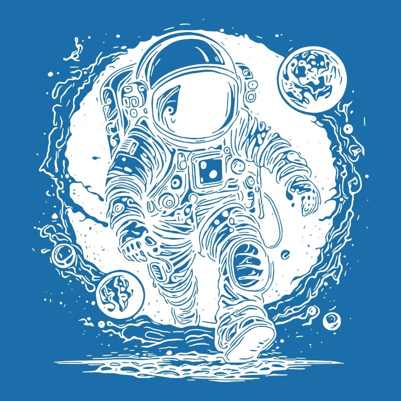 Outer Space Hole Astronaut with Exotic Planets
