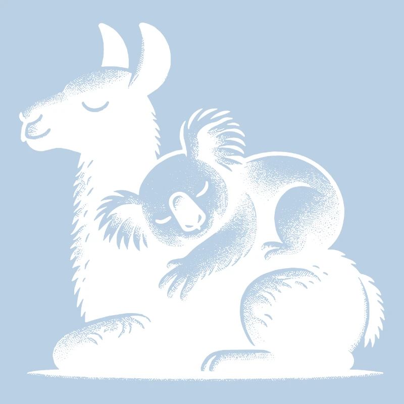 Sleeping koala on a sleeping llama