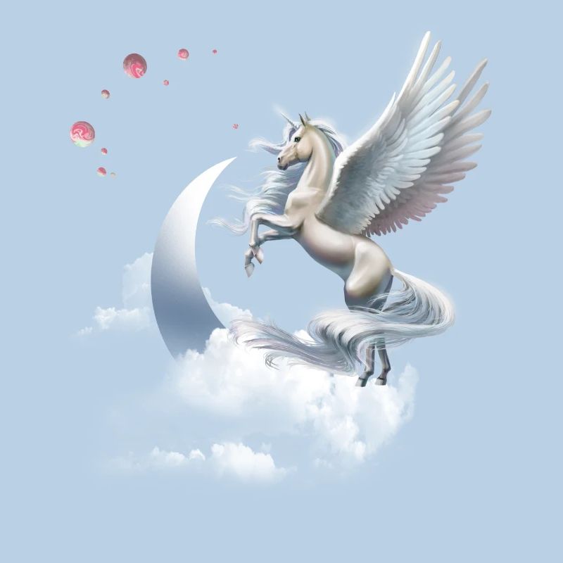 Einhorn oder Pegasus Fliegendes Pferd