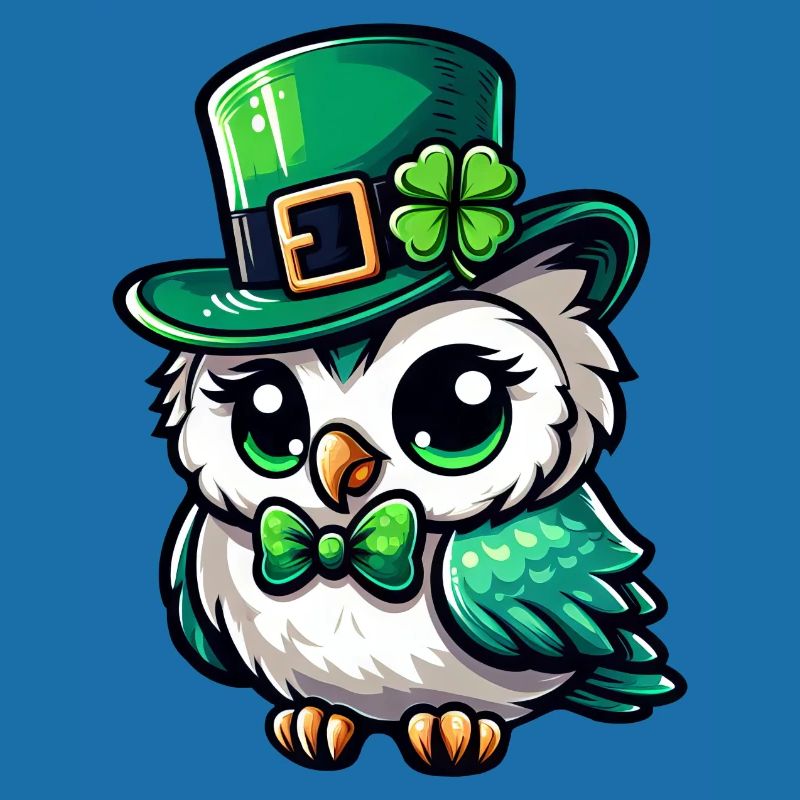 Süße Comic SchneeEule St. Patrick's Day Design