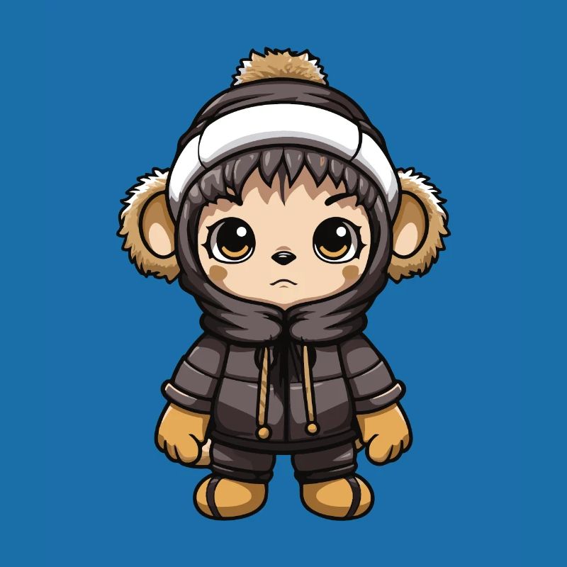 Monkey Winter Comic Cute
