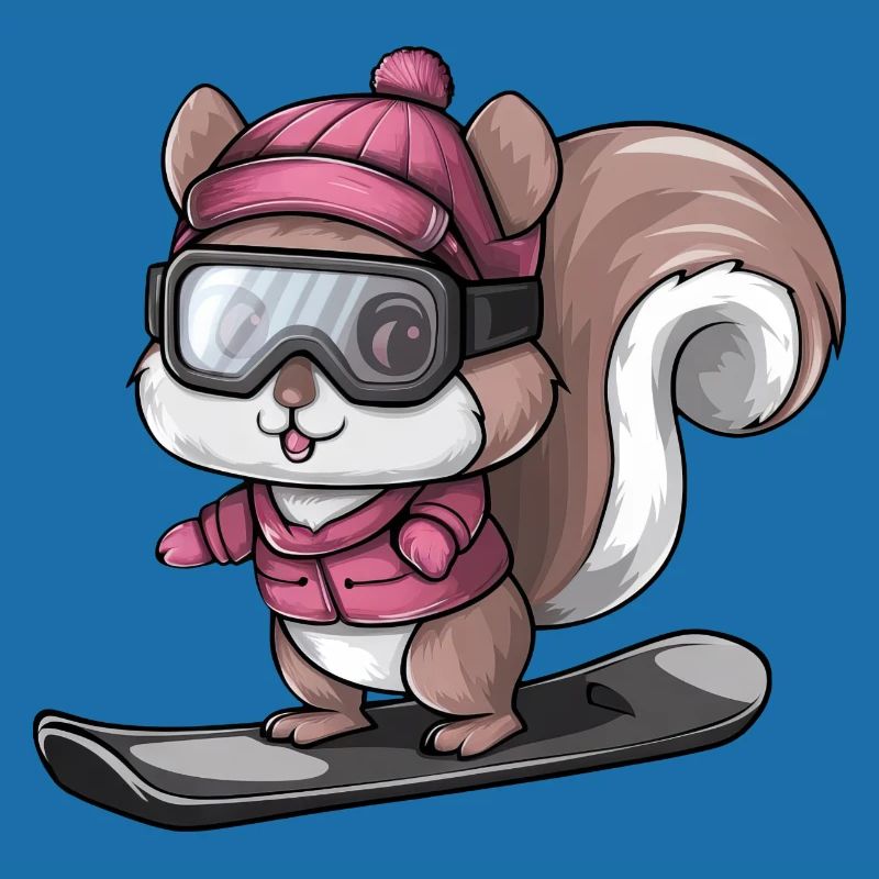 Cooler Eichhörnchen Snowboarder Wintersport