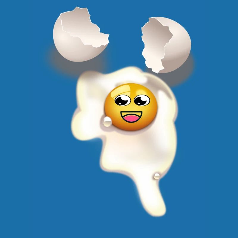 Fried egg with and broken eggshell