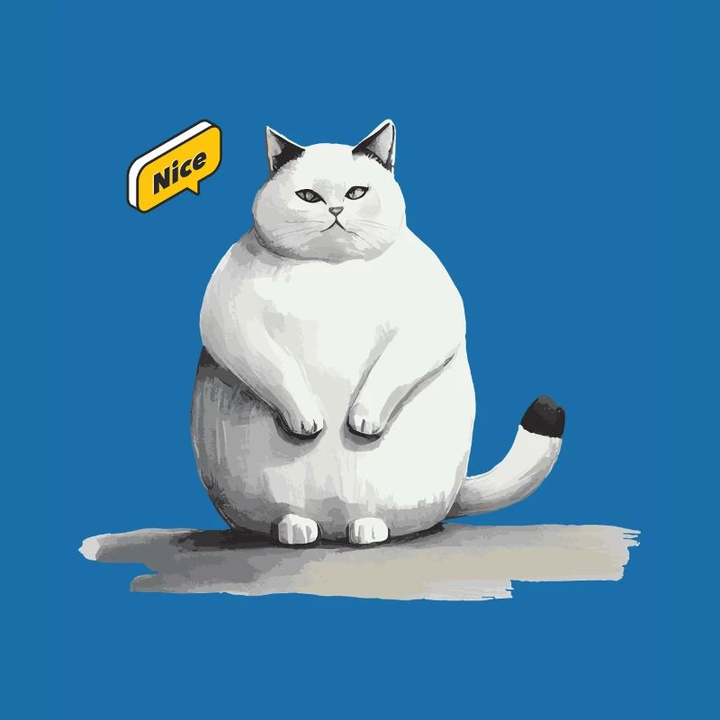 mignon chat blanc gras avec bulle de dialogue