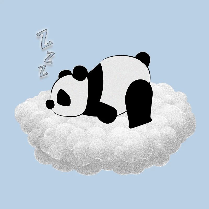 Cute panda sleeps on his cloud
