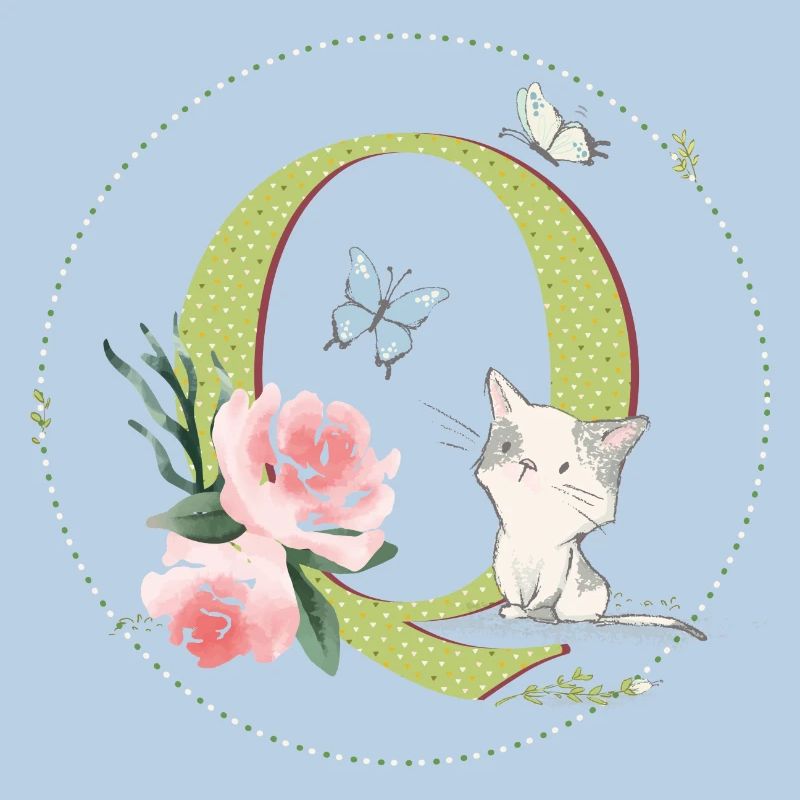 Lettre initiale Q avec chat