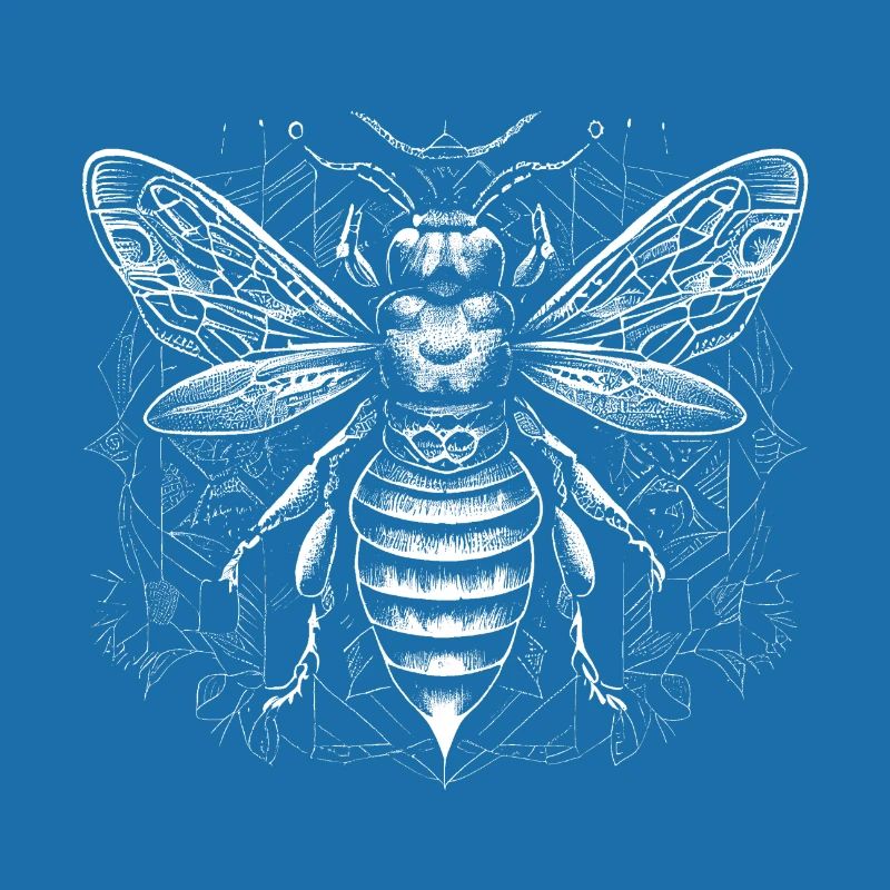 White bee with Aztec pattern