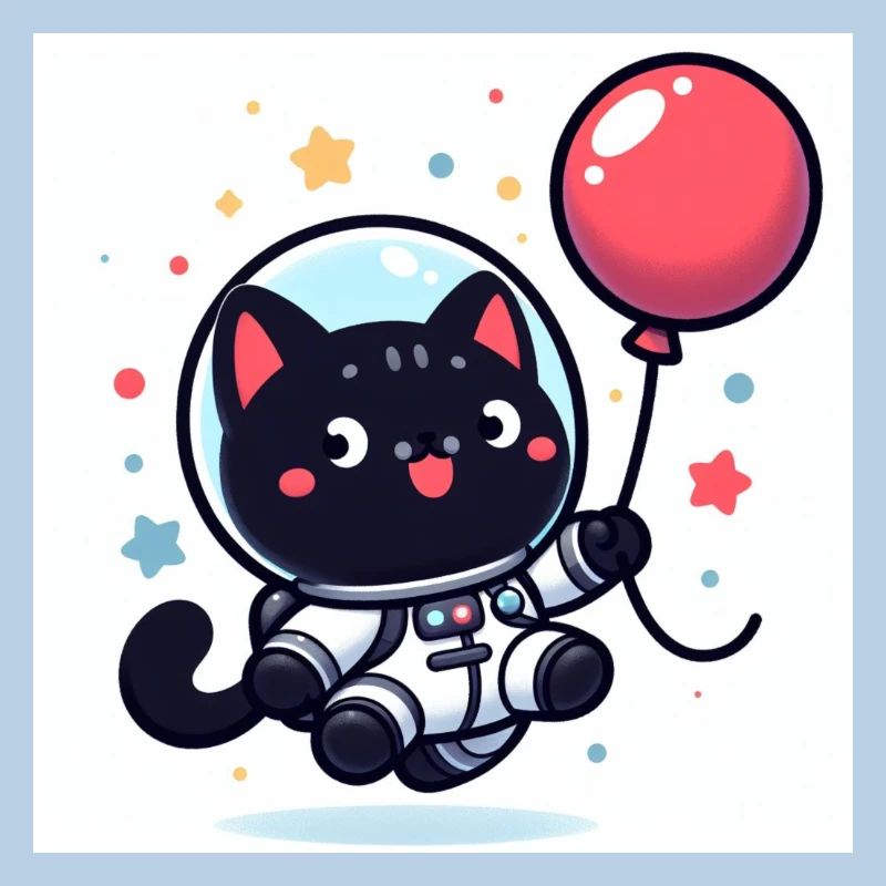 Chat mignon de l’espace en combinaison spatiale avec un ballon