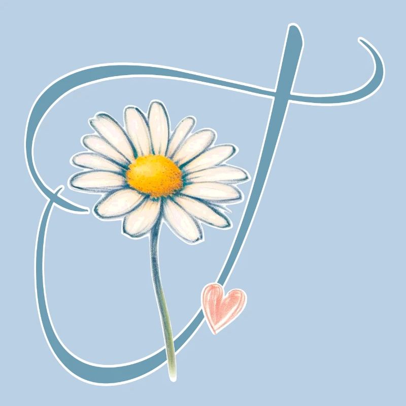 Buchstabe T Gänseblümchen Herz