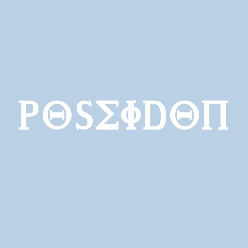 Poseidon design white in Greek script