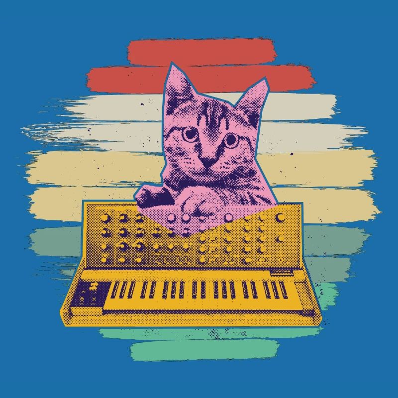 Synthesizer Keyboard Cat Retro Analog Modular