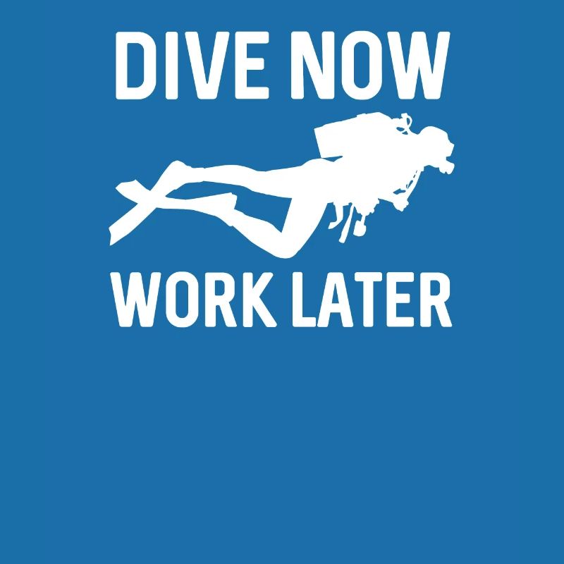 dive now work later - diving, divers, fish