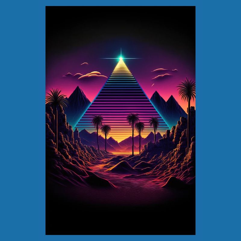 Luminous Monolith: A Retrowave Synthwave Pyramid
