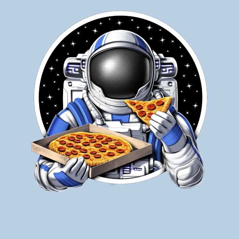 astronaute de l’espace mangeant de la pizza