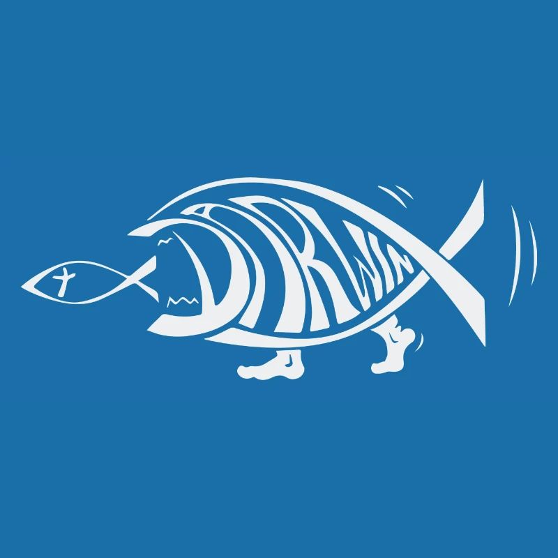 Darwin poisson mangeant des poissons de Jésus évolution drôle