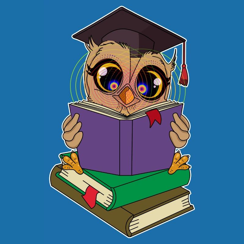 Lese Eule mit Büchern