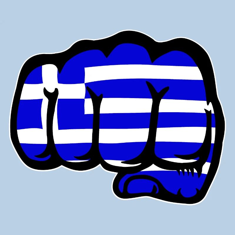 Grèce drapeau main poing