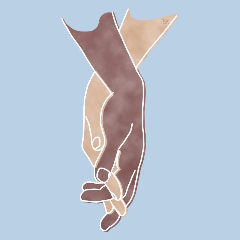 "Getting Close", Boho Line Art Design, Serie Hands