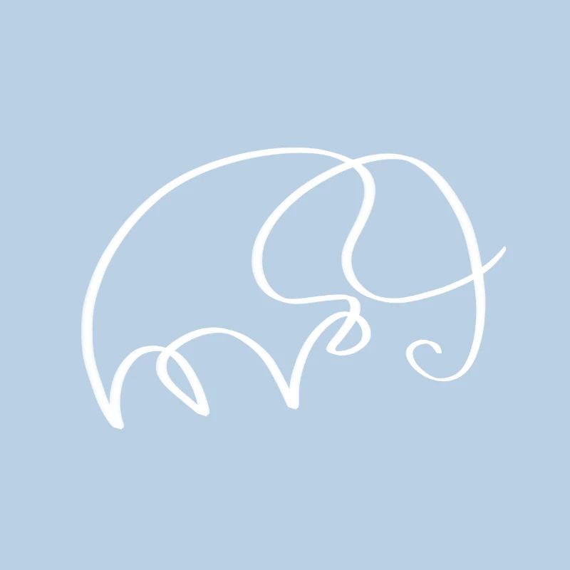 One line elephant white
