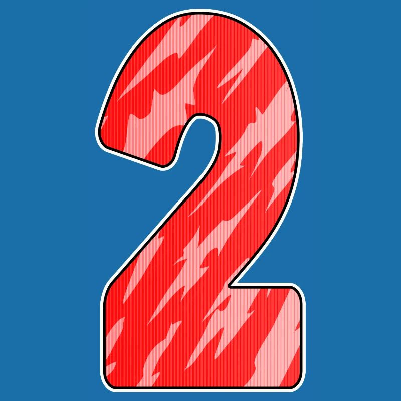 Two - 2 - Number Number Red Pattern
