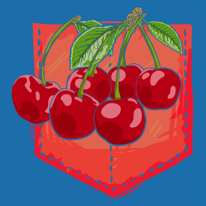 Früchte Obst Kirschen Geschenk Brusttasche Kirsche