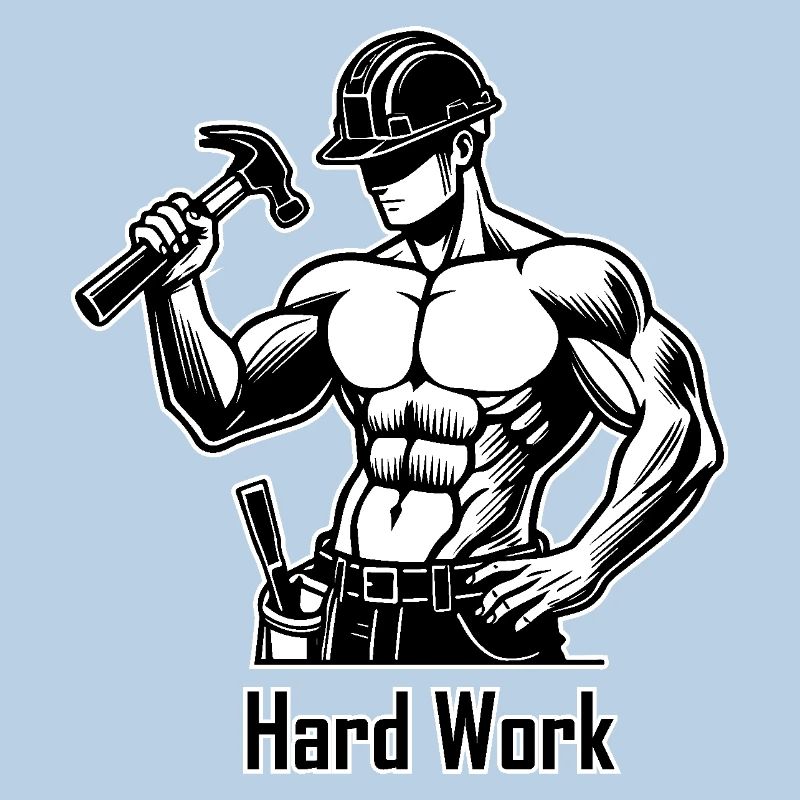Topless construction worker - Hard Work Design