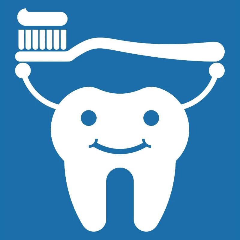 Tooth with toothbrush and toothpaste