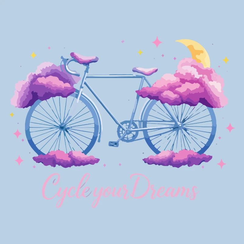 Conception de vélo nuage « Cycle Your Dreams » avec lune