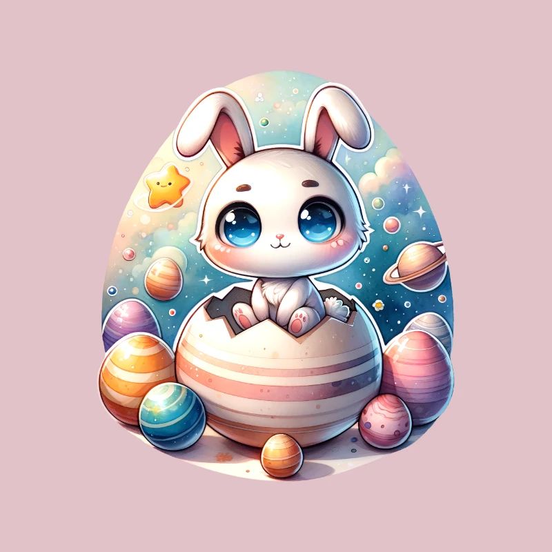 Space Bunny on Cracked Easter Egg Planet