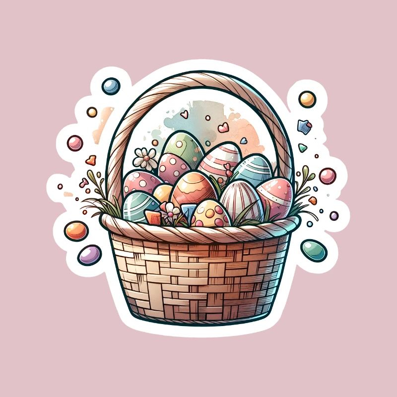 Cute Easter Egg Basket Soft Pastel Color