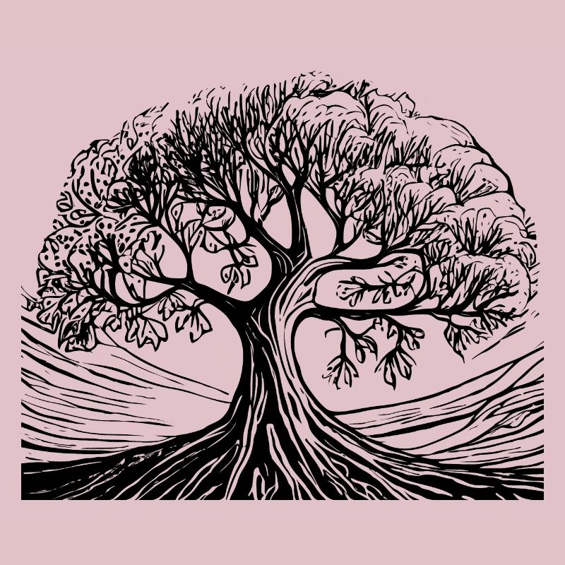 Bonsai forest tree black white