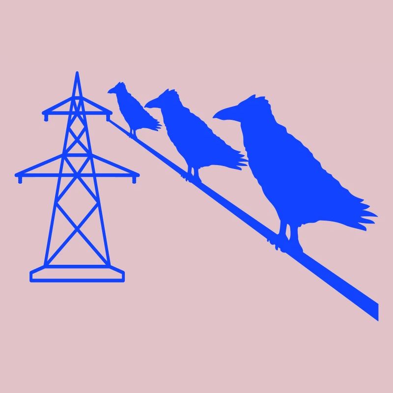 3 Ravens Sitting Power Cable Rope Power Cable Route
