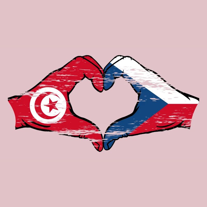 Tunisie Drapeau tchèque forme de coeur utilisé