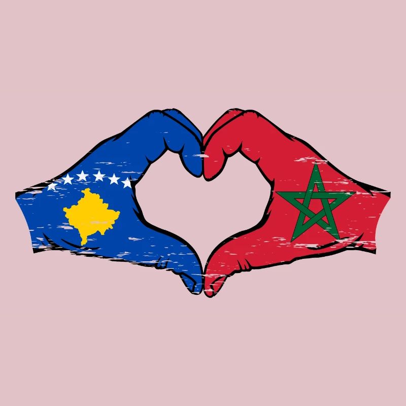 Kosovo Maroc drapeau mains forme coeur utilisé