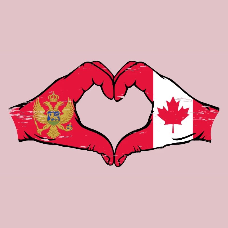 Monténégro Canada drapeau mains forme coeur utilisé