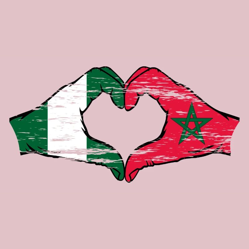 Nigeria Maroc drapeau forme de coeur utilisé