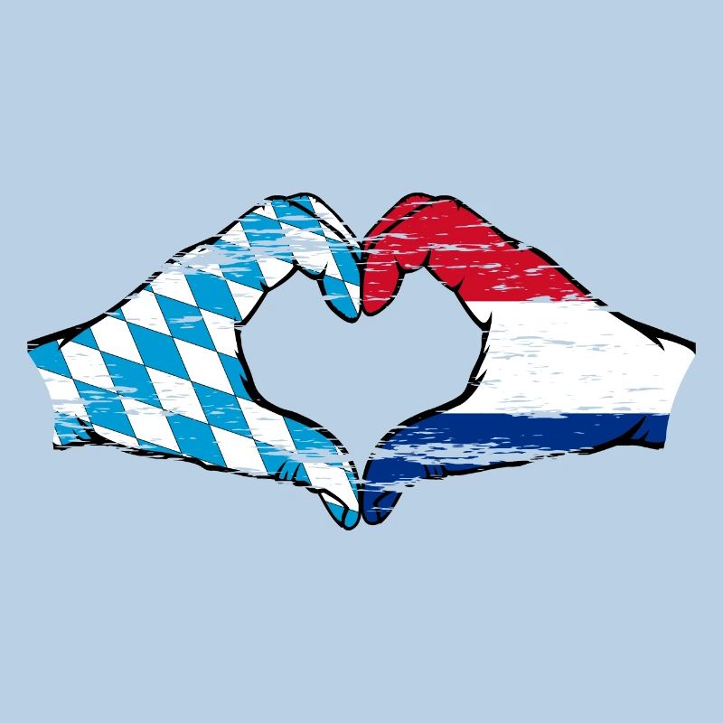 Bavière, Hollande, drapeau, mains, forme de coeur utilisé